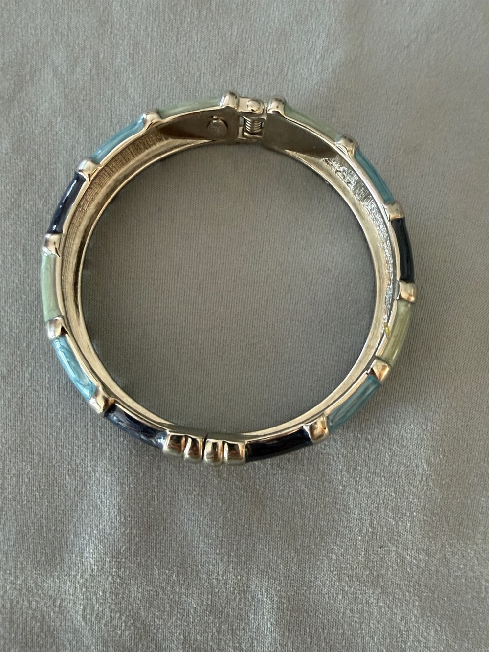 Silver-Tone Multicolor Enamel Hinged Bangle Bracelet
